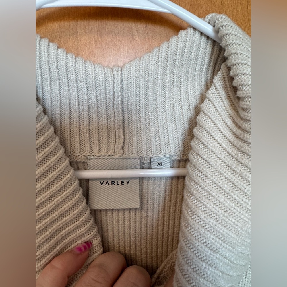 Varley Ribbed Turtleneck Sweater in Cream Stripe - Picture 3 of 4